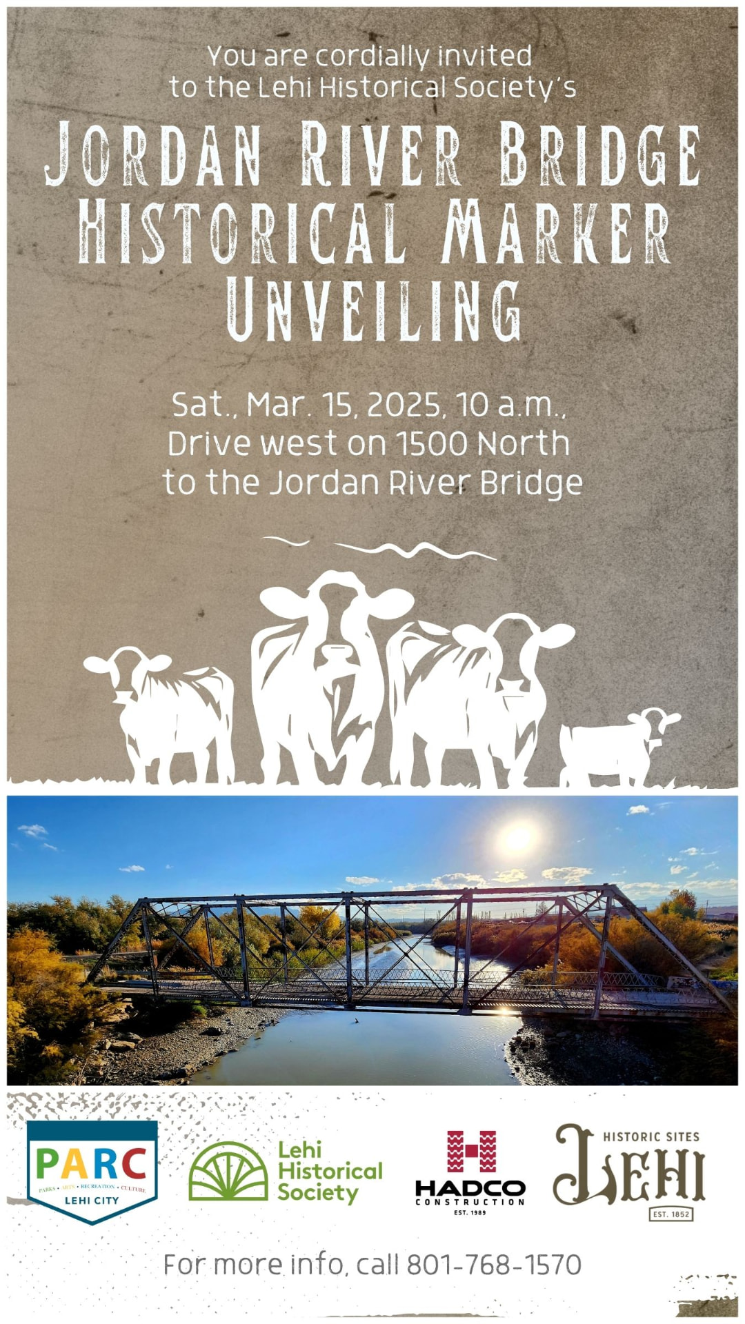 Jordan River Bridge historical marker unveiling invitation