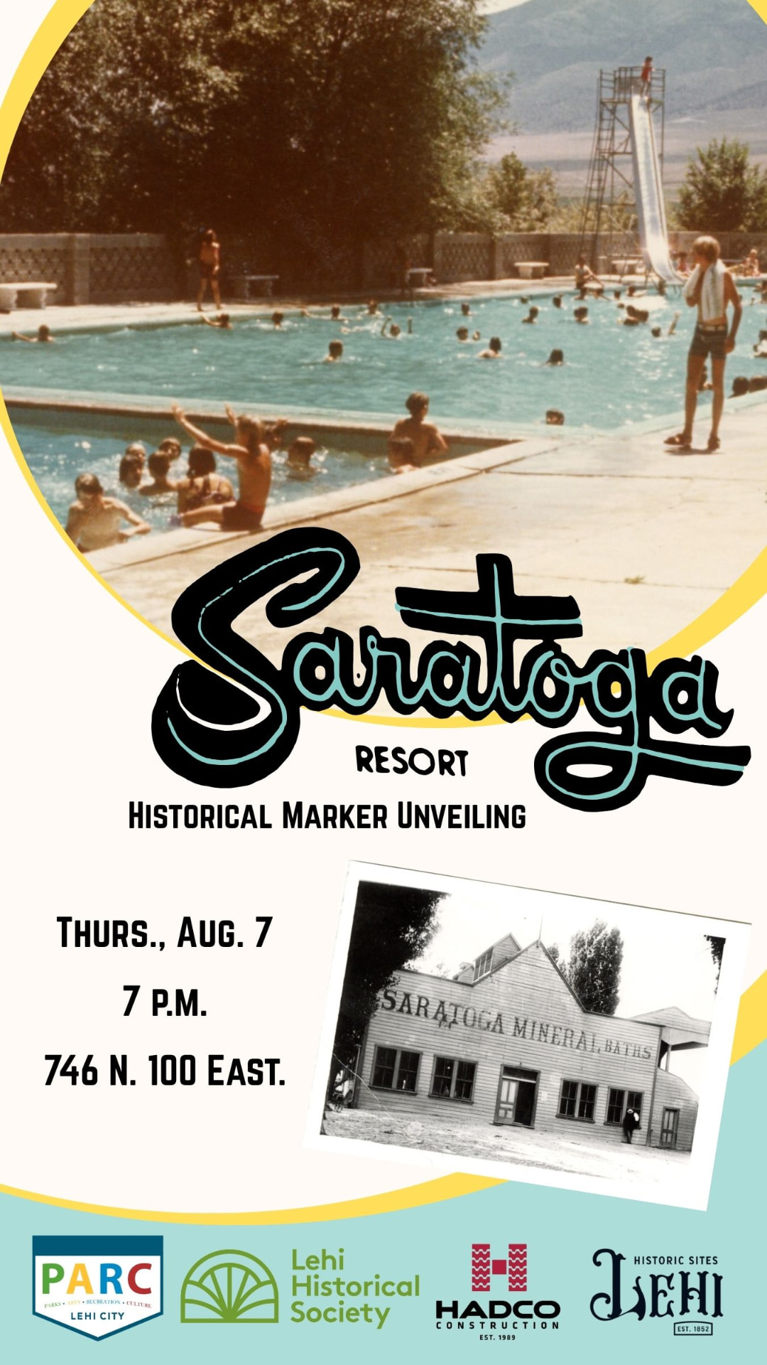 Saratoga Resort — historical marker unveiling evite