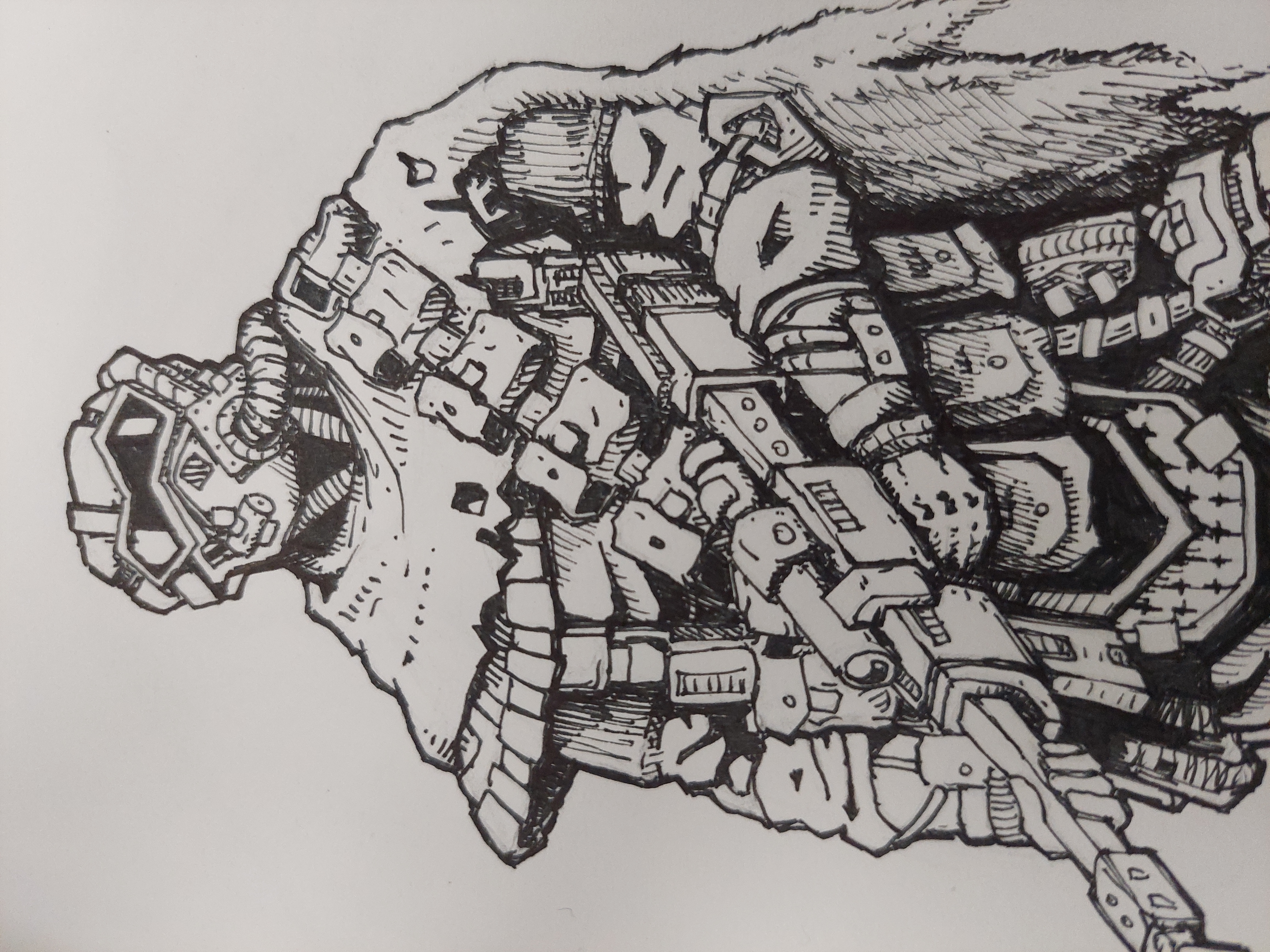 Soldier in science fiction armor