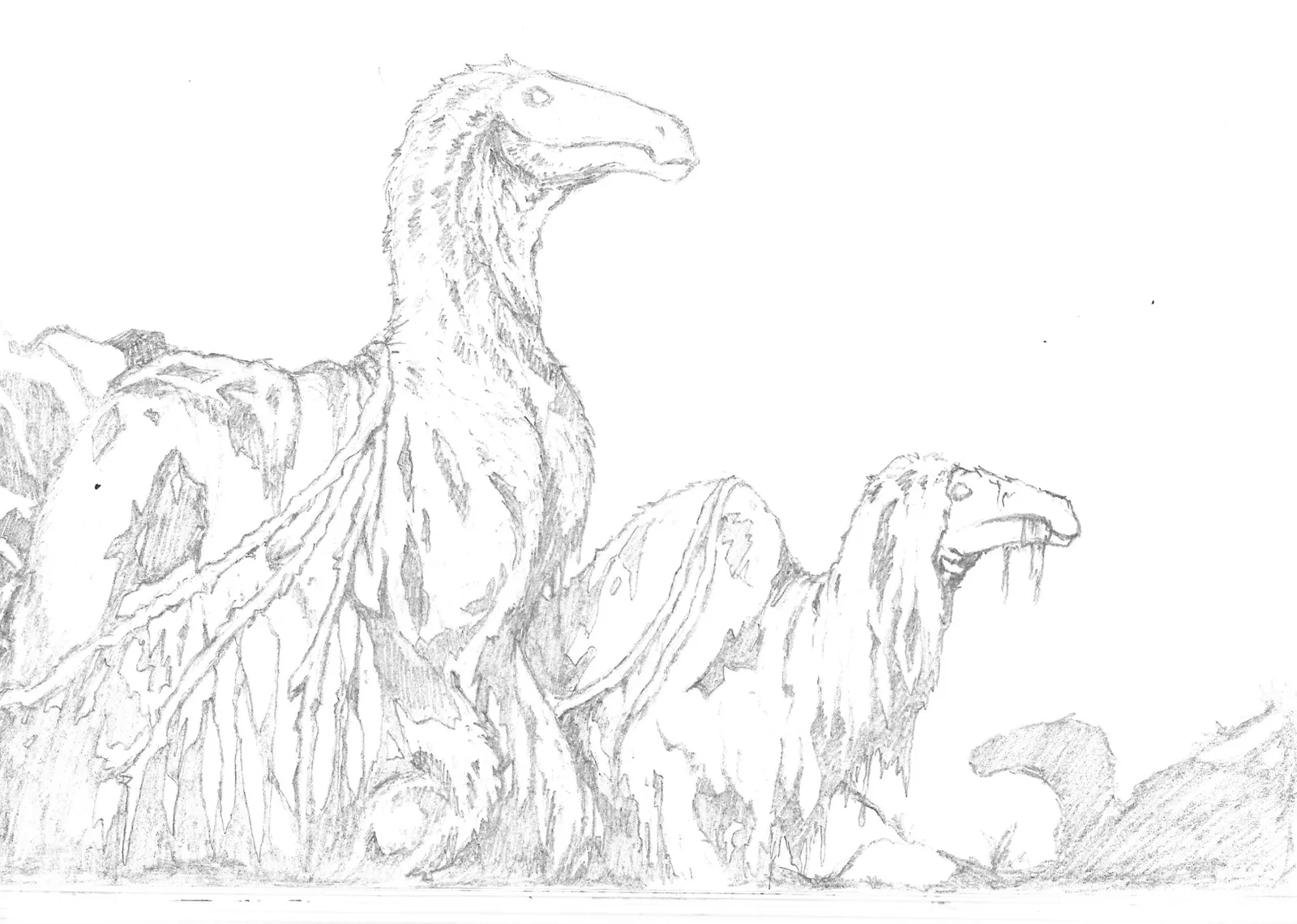 Deinocheirus — pencil sketch