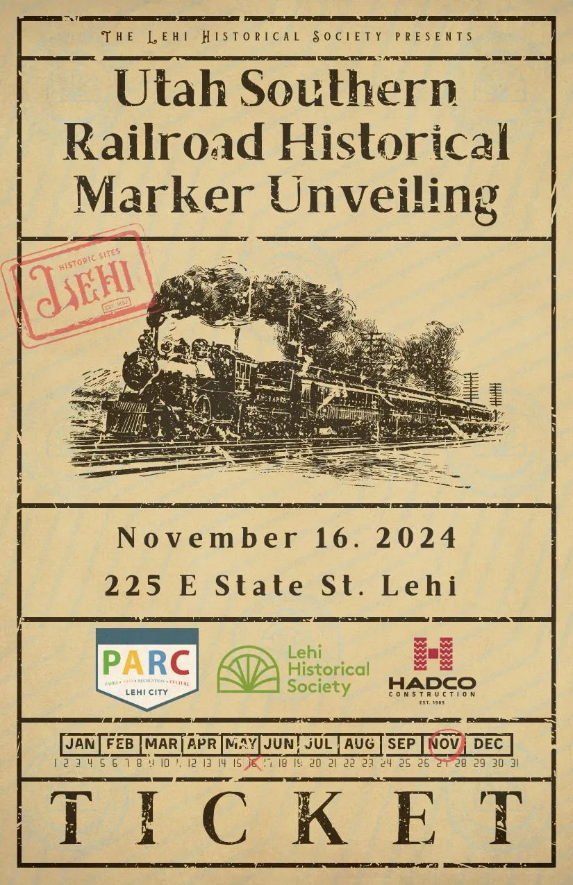 Utah Southern Railroad Unveiling Program — Historical Society